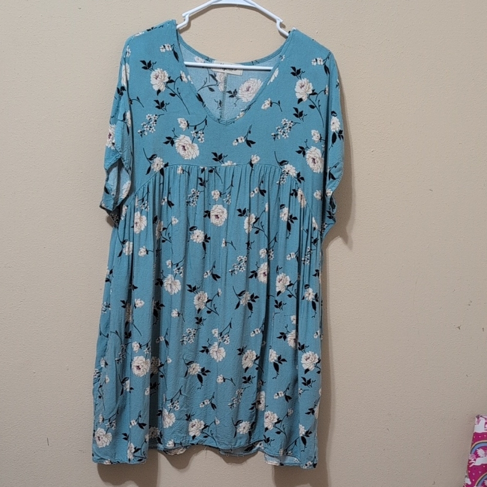 Floral Teal Women's Tunic Dress